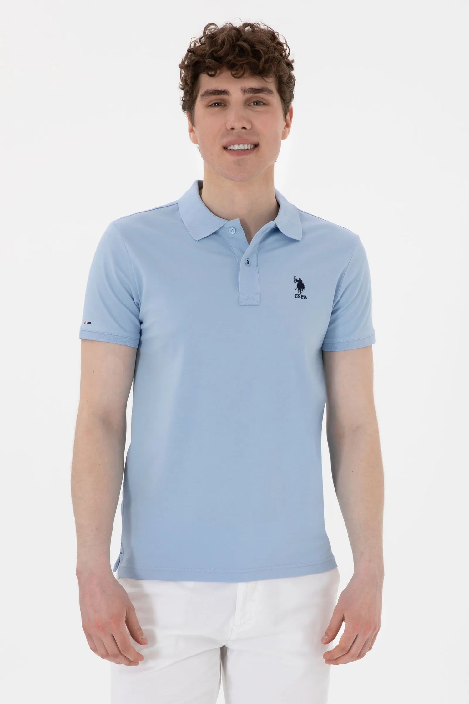 U.S. Polo Assn. Light Blue Men Light Blue Polo Shirt SKU: G081SZ0110 2084040_VR003 Image 01