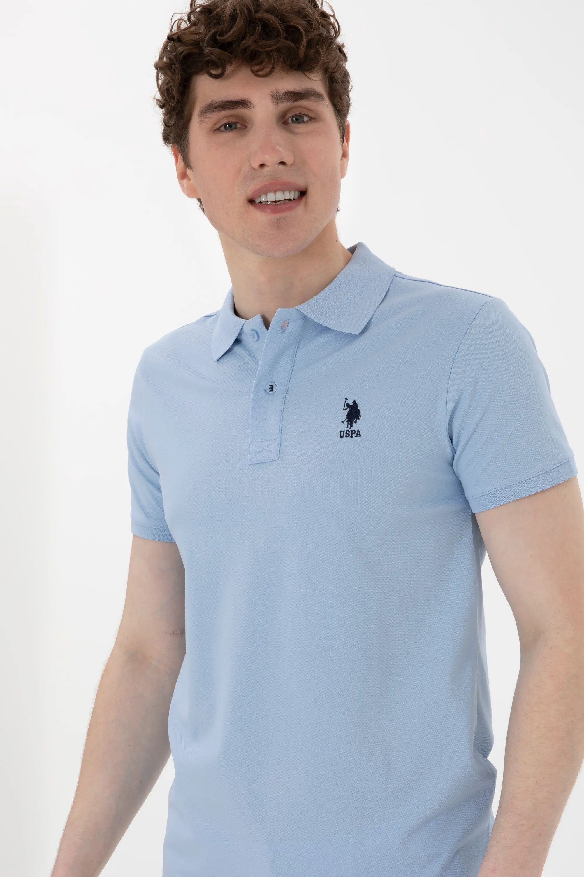 U.S. Polo Assn. Light Blue Men Light Blue Polo Shirt SKU: G081SZ0110 2084040_VR003 Image 03