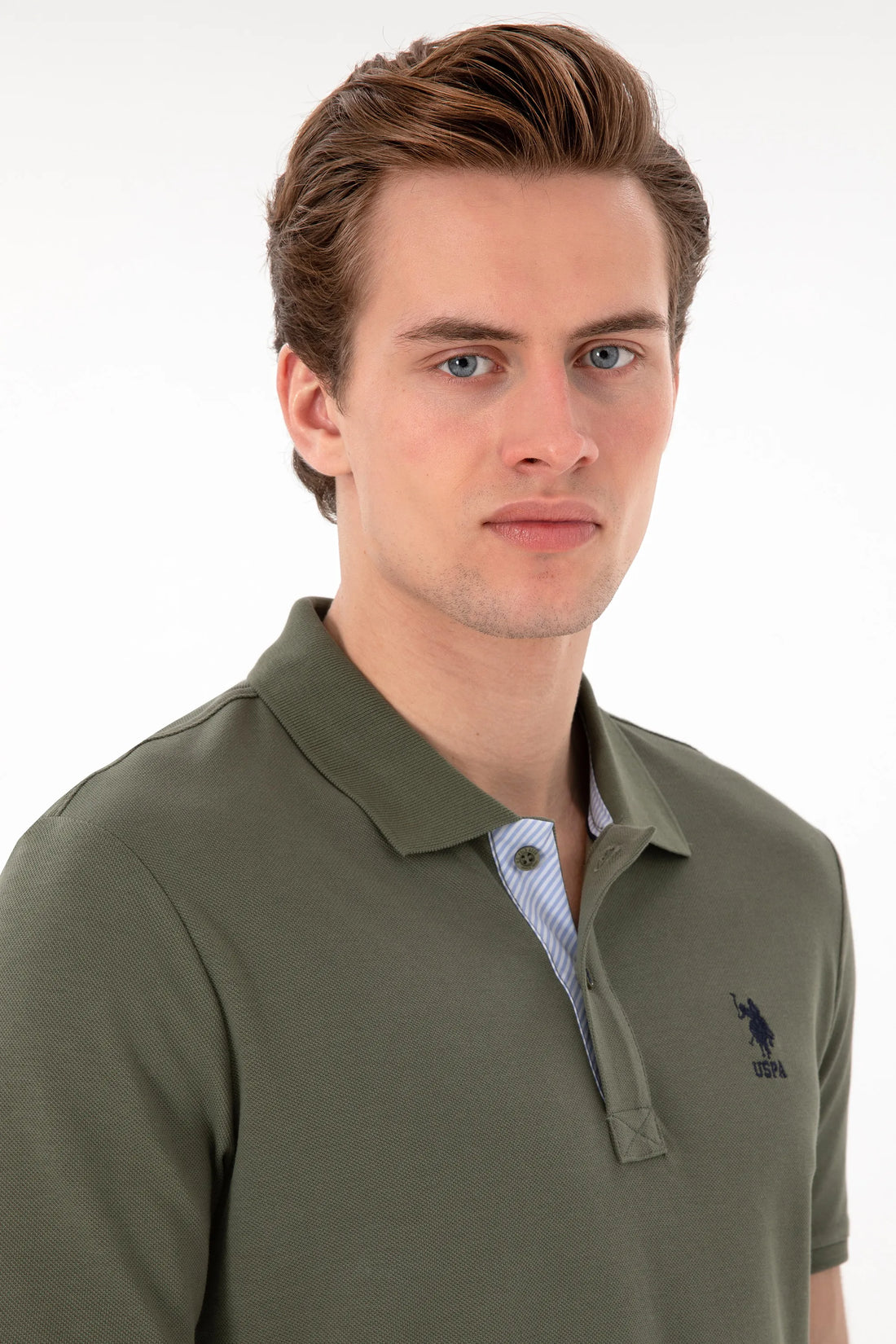 U.S. Polo Assn. Dark Khaki Men Dark Khaki Polo Shirt SKU: G081SZ0110 2084243_VR111 Image 02