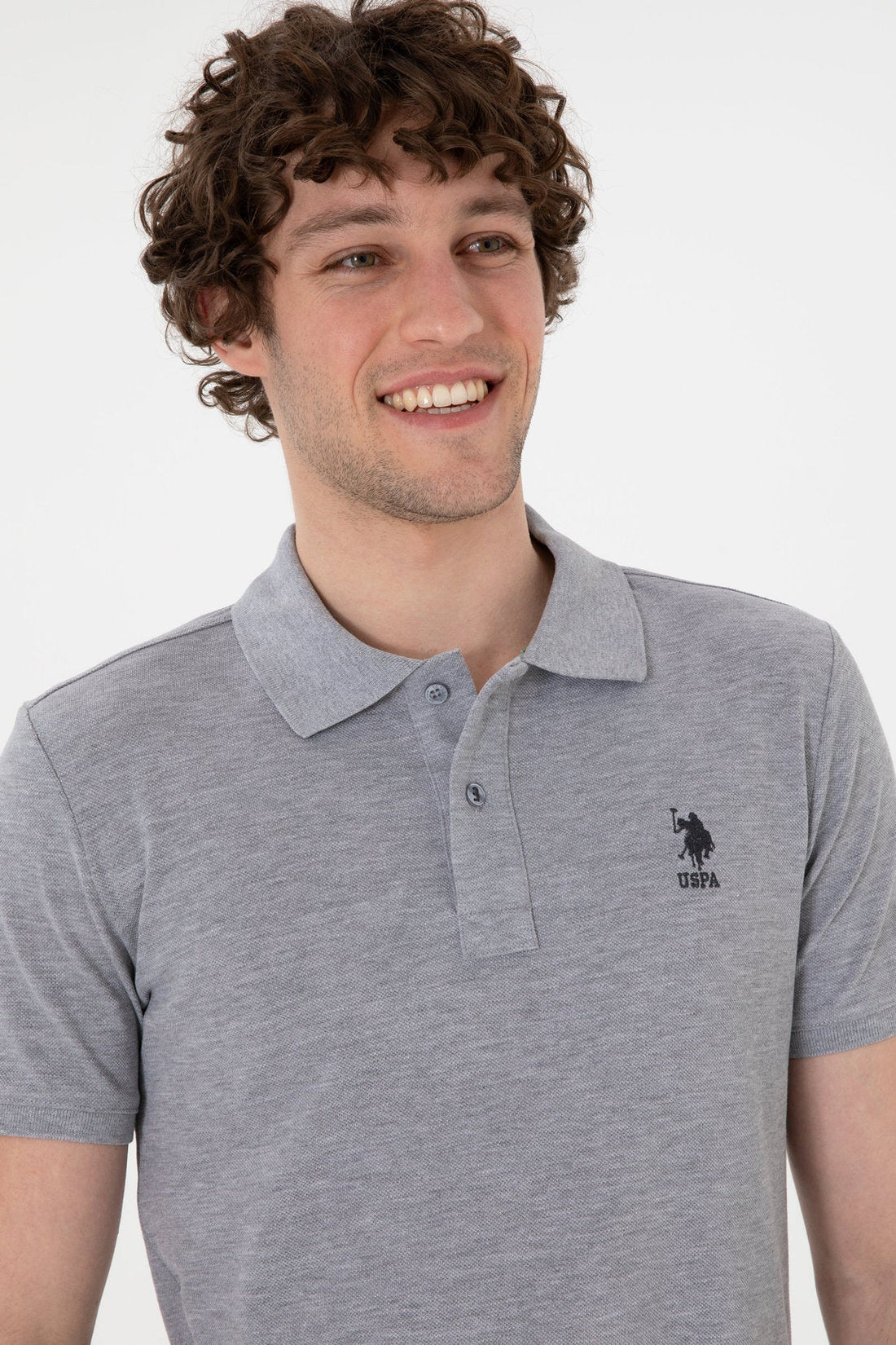 U.S. Polo Assn._Grey Melange Polo Shirt_G081SZ0110 2084410_VR086_02