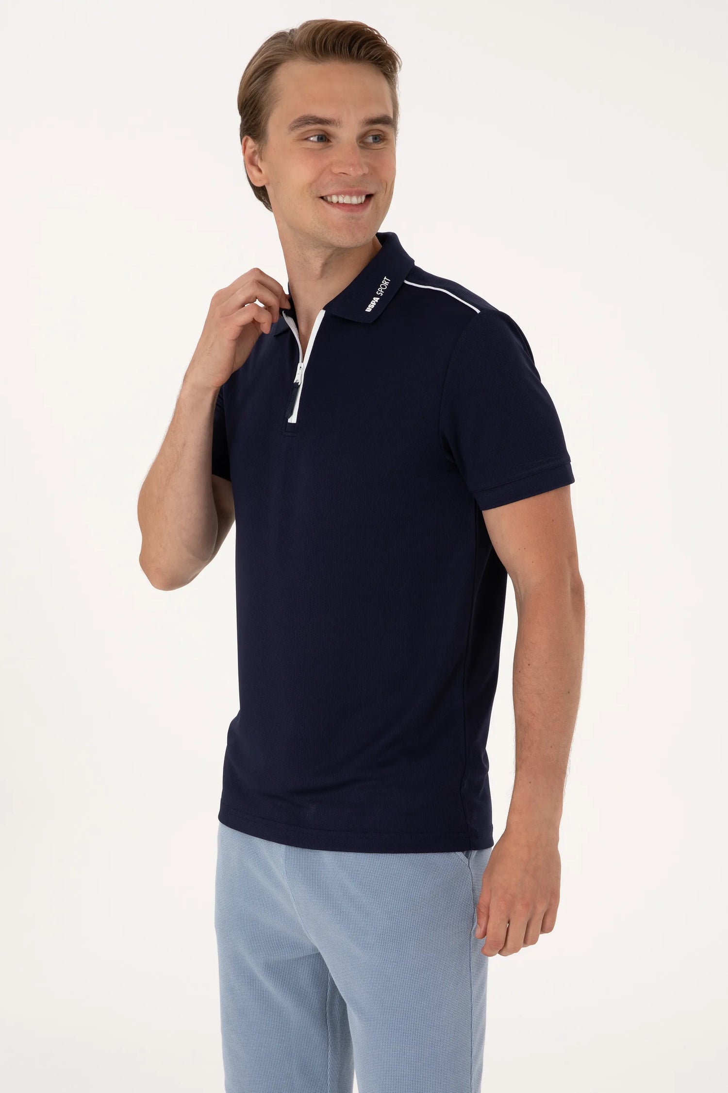 U.S. Polo Assn. Navy Blue Men Navy Blue Regular Fit Polo Shirt SKU: G081SZ0110 2102964_VR033 Image 03