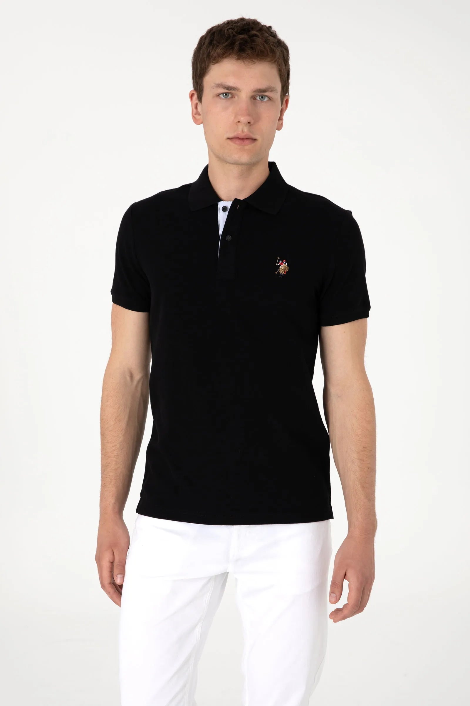 U.S. Polo Assn. Black Men Black Slim Fit Polo Shirt SKU: G081SZ0110 2252503_VR046 Image 01