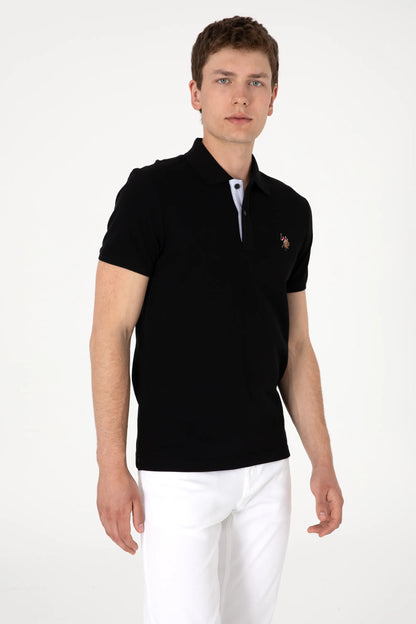 U.S. Polo Assn. Black Men Black Slim Fit Polo Shirt SKU: G081SZ0110 2252503_VR046 Image 03