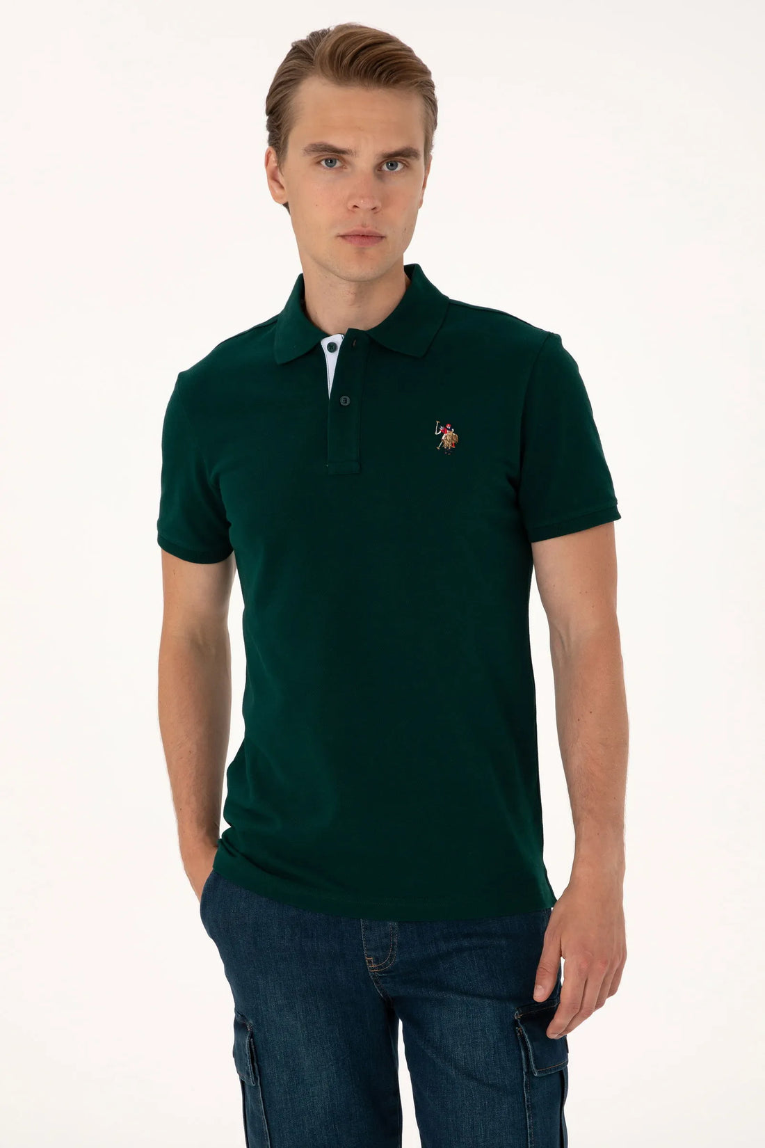 U.S. Polo Assn. Dark Green Men Dark Green Polo Shirt SKU: G081SZ0110 2252503_VR079 Image 01