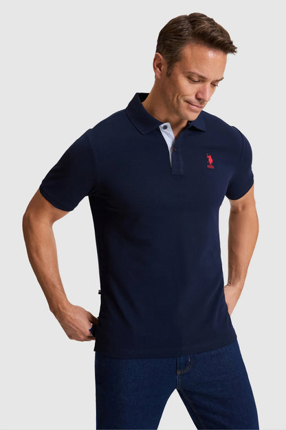 U.S. Polo Assn. Navy Men Navy Short Sleeve Contrast Placket PiquŽ Polo Shirt SKU: G081SZ0110 PU-8778_VR033 Image 01