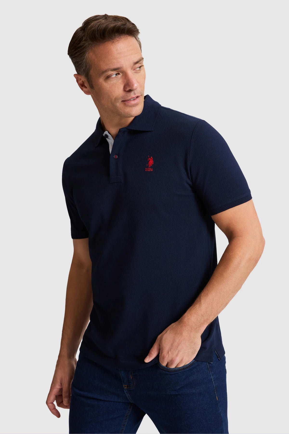 U.S. Polo Assn. Navy Men Navy Short Sleeve Contrast Placket PiquŽ Polo Shirt SKU: G081SZ0110 PU-8778_VR033 Image 03