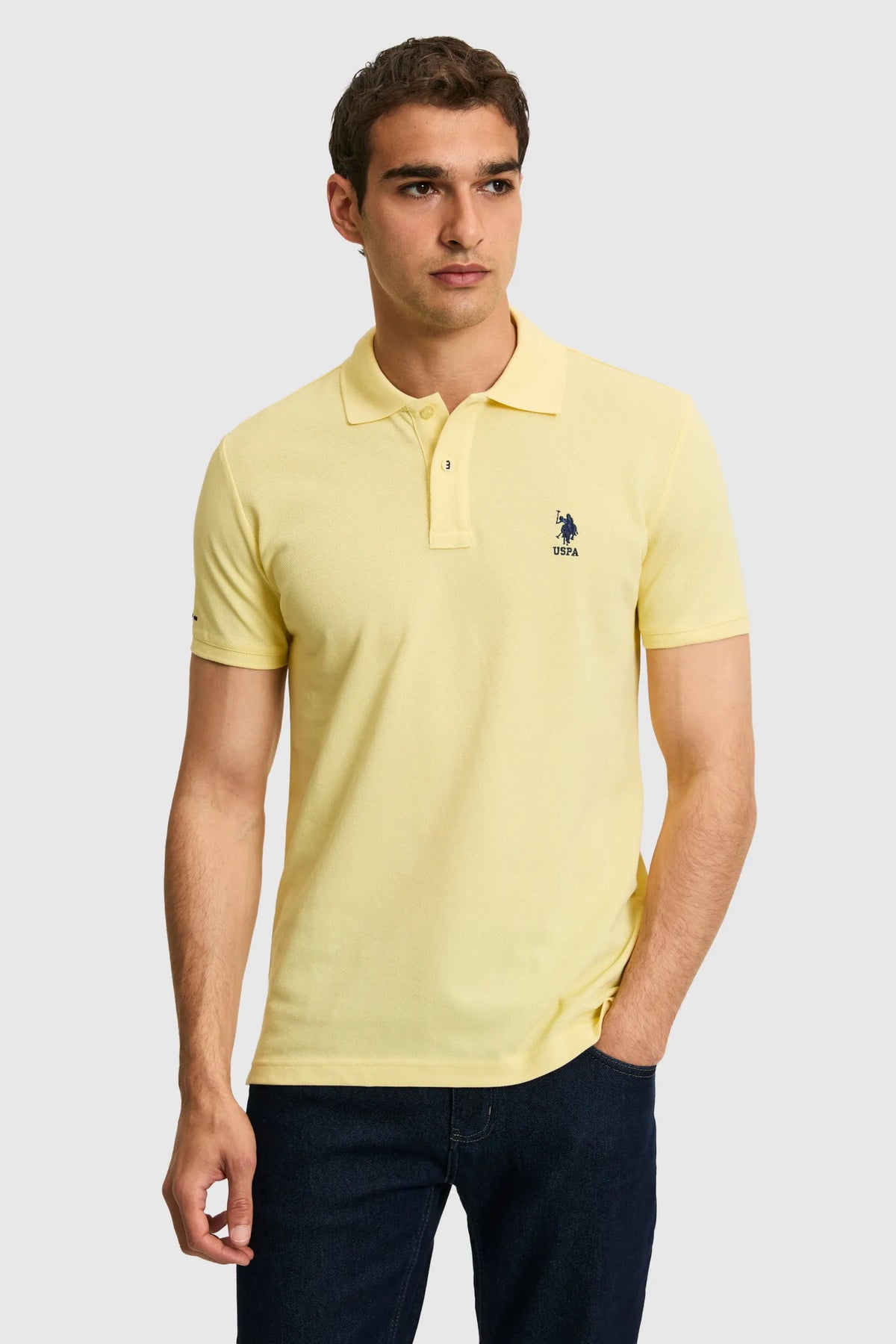 U.S. Polo Assn. Light Yellow Men Light Yellow Short Sleeve PiquŽ Polo Shirt SKU: G081SZ0110 PU-8779_VR004 Image 01