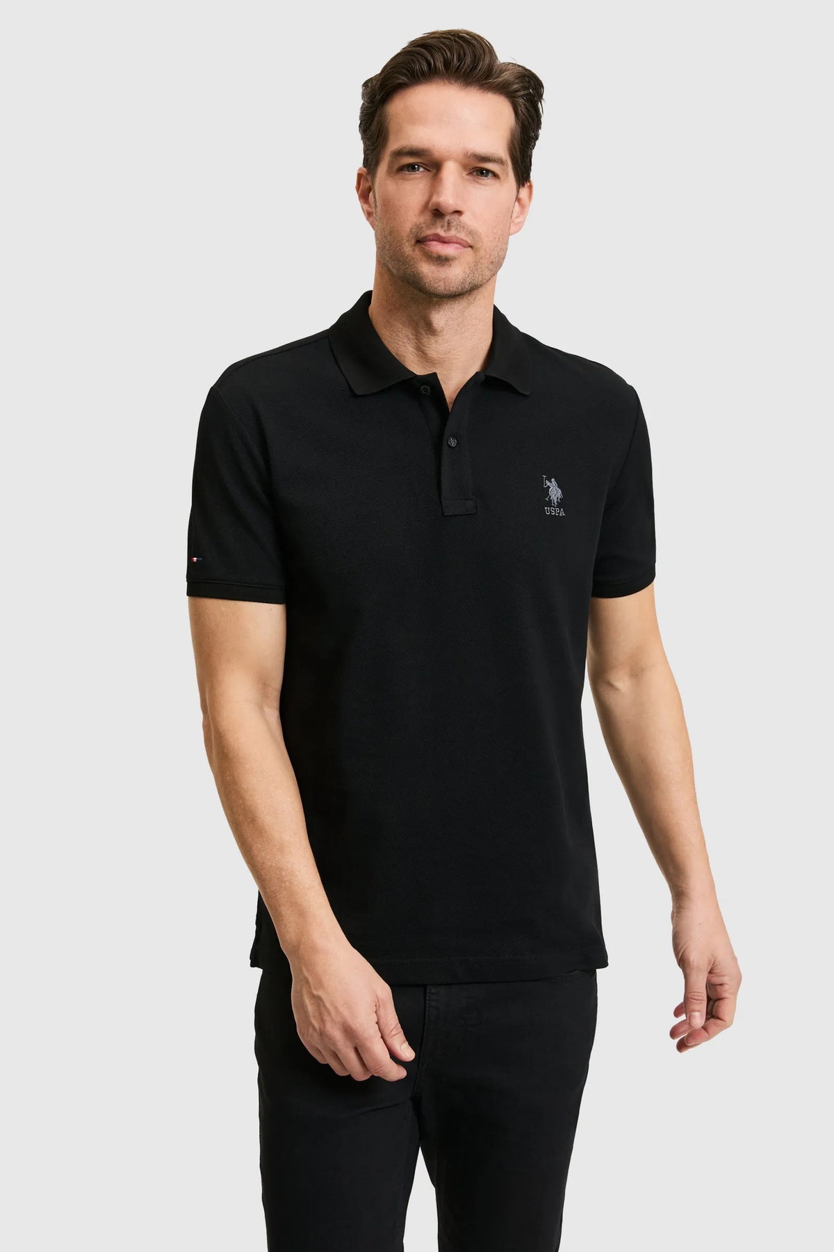 U.S. Polo Assn. Black Men Black Short Sleeve PiquŽ Polo Shirt SKU: G081SZ0110 PU-8779_VR046 Image 01