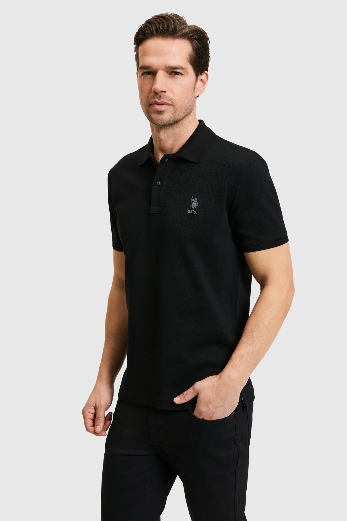 U.S. Polo Assn. Black Men Black Short Sleeve PiquŽ Polo Shirt SKU: G081SZ0110 PU-8779_VR046 Image 03