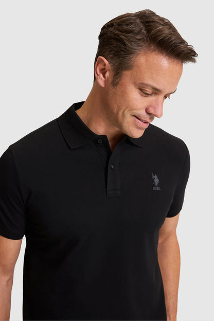 U.S. Polo Assn. Black Men Black Short Sleeve Cotton Polo Shirt SKU: G081SZ0110 PU-8895_VR046 Image 02