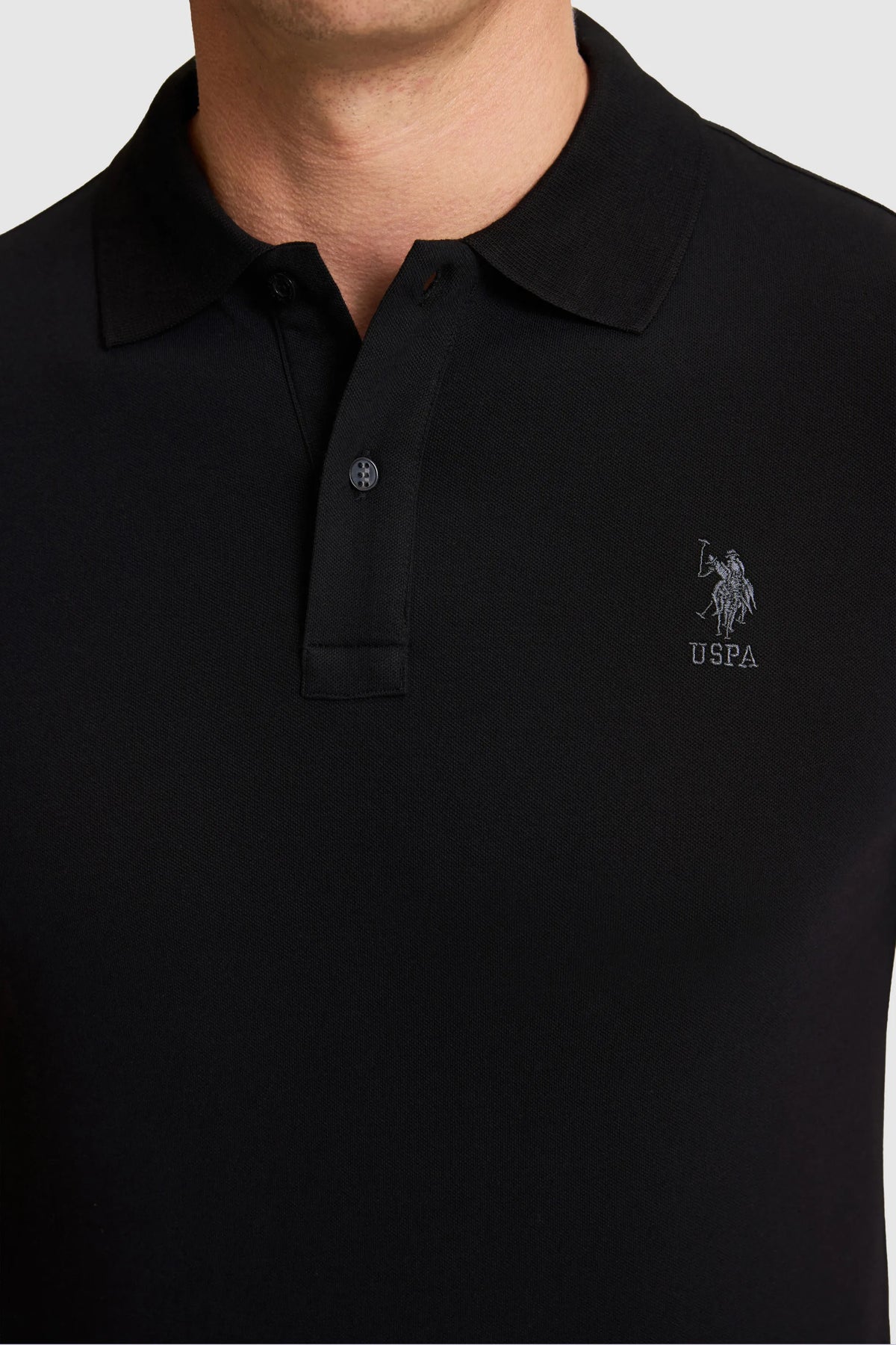 U.S. Polo Assn. Black Men Black Short Sleeve Cotton Polo Shirt SKU: G081SZ0110 PU-8895_VR046 Image 06