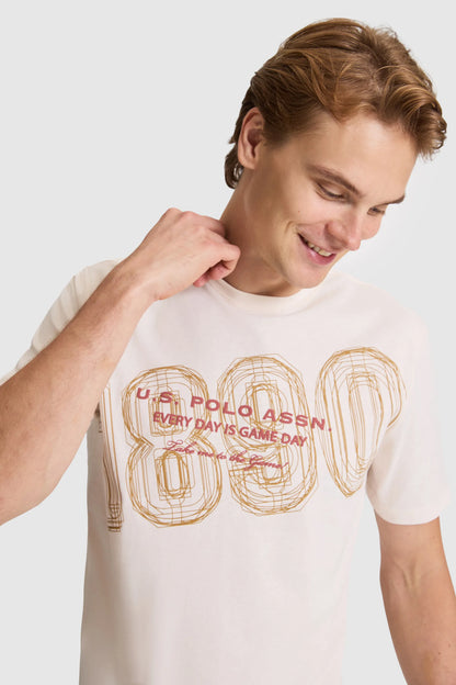 U.S. Polo Assn. Cream Men Cream Short Sleeve Printed T-Shirt SKU: G081SZ0110 PU-9682_VR071 Image 02