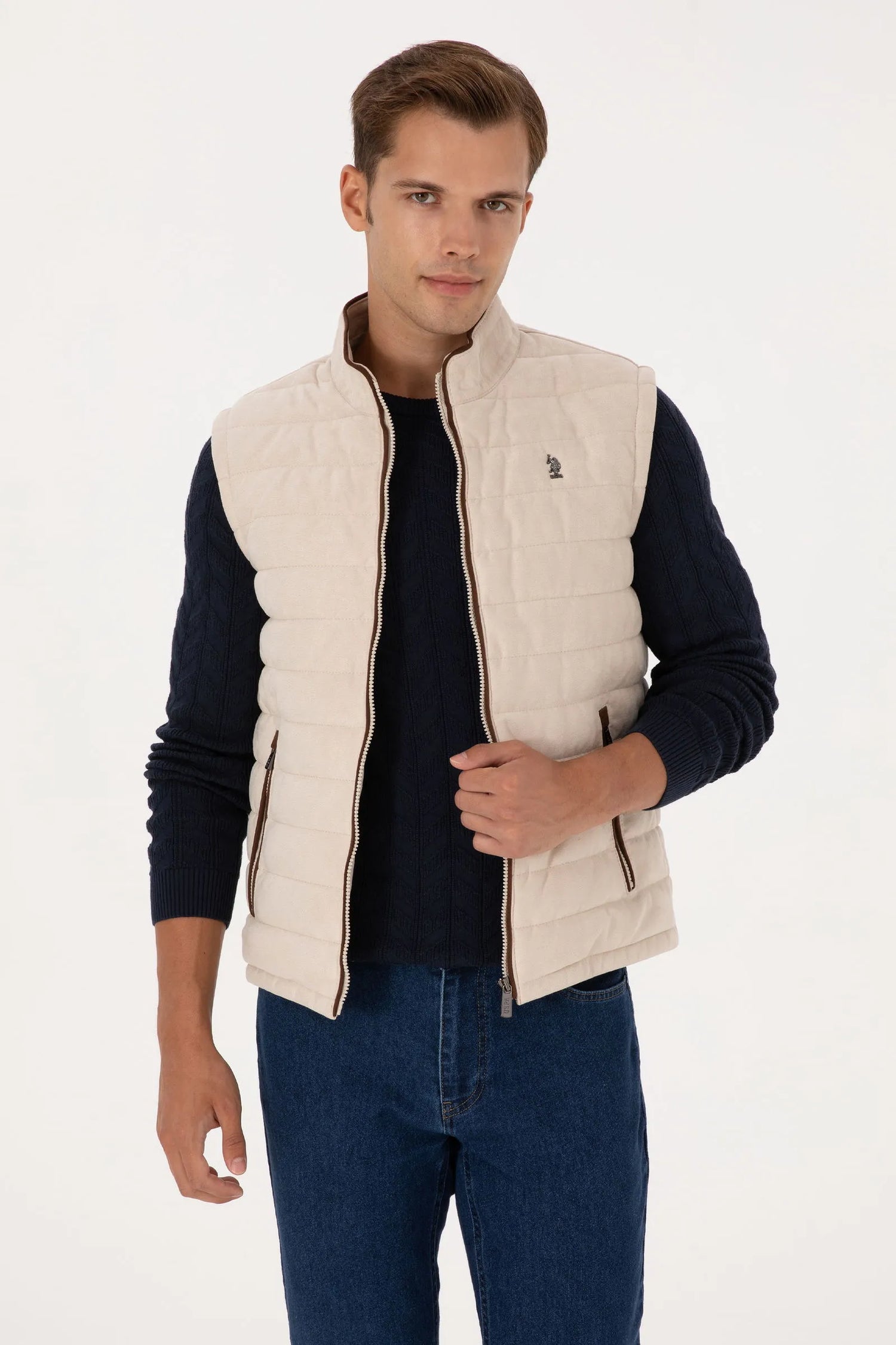 U.S. Polo Assn._Ecru_Ecru Leather Jacket_G081SZ0350 P25053_VR019_01