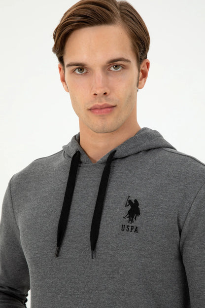 U.S. Polo Assn. Anthracite Melange Men Anthracite Melange Drawstring Hoodie SKU: G081SZ0820 1926894_VR081 Image 02