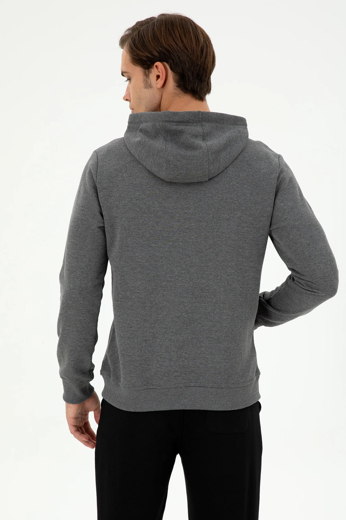 U.S. Polo Assn. Anthracite Melange Men Anthracite Melange Drawstring Hoodie SKU: G081SZ0820 1926894_VR081 Image 05