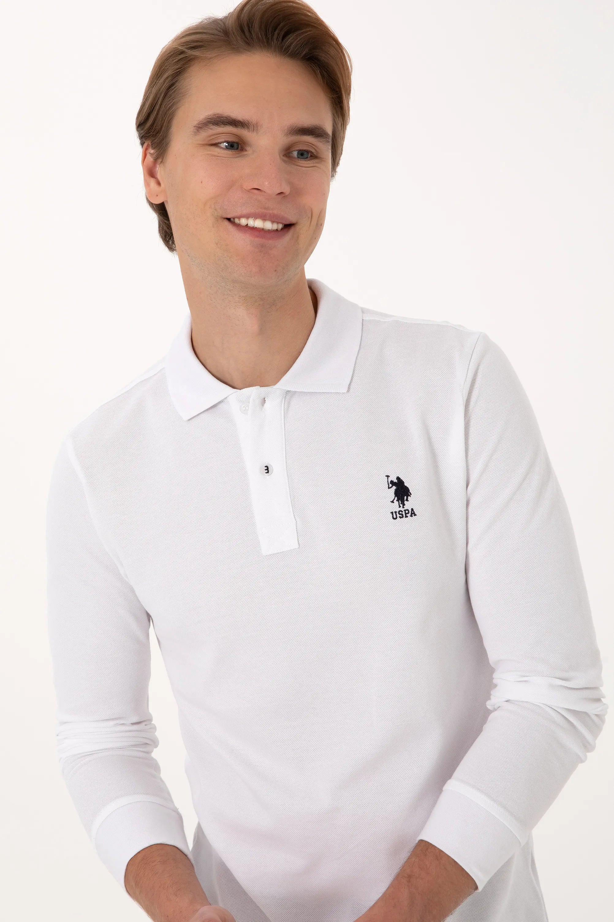 U.S. Polo Assn._White_White Long Sleeve Polo Shirt_G081SZ0820 2225638_VR013_02