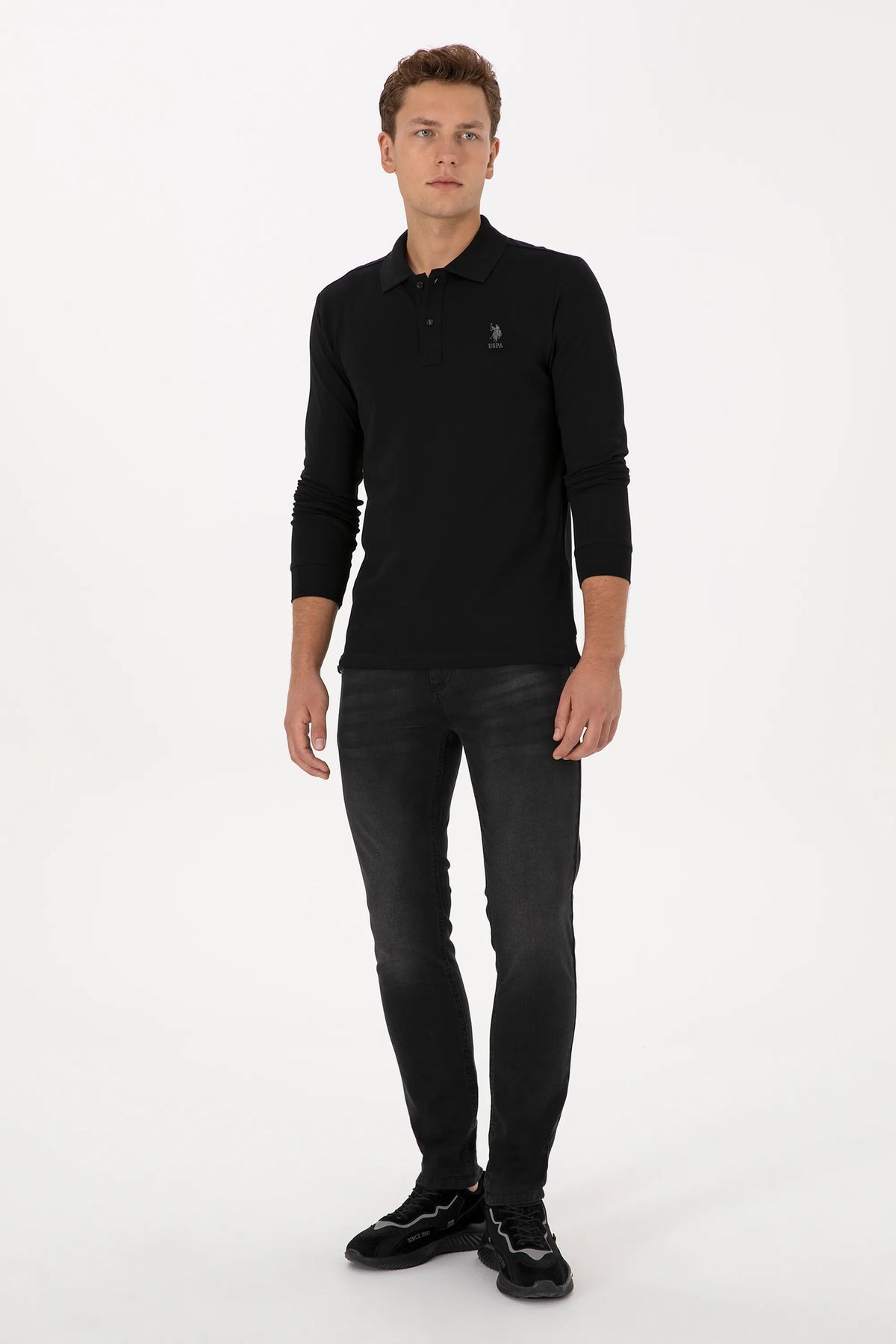 U.S. Polo Assn. Black Women Black Long Sleeve PiquŽ Polo Shirt SKU: G081SZ0820 2225638_VR046 Image 04