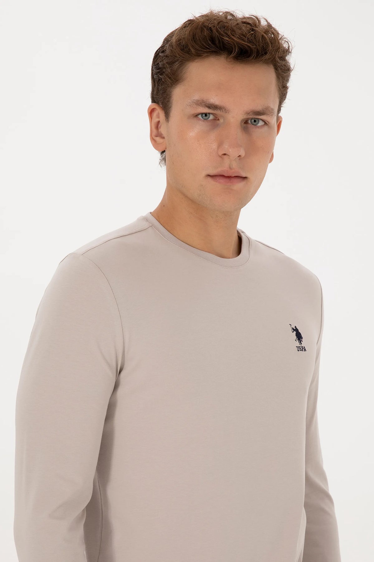 U.S. Polo Assn. Stone Men Stone Crew Neck Sweatshirt SKU: G081SZ0820 2226386_VR049 Image 02