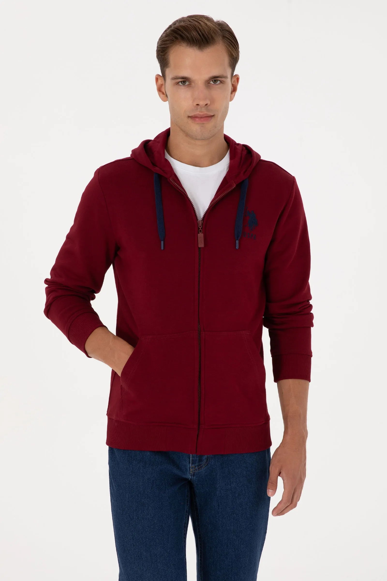 U.S. Polo Assn._Bordeaux_Bordeaux Zip Up Hoodie_G081SZ0820 2226461_VR014_01