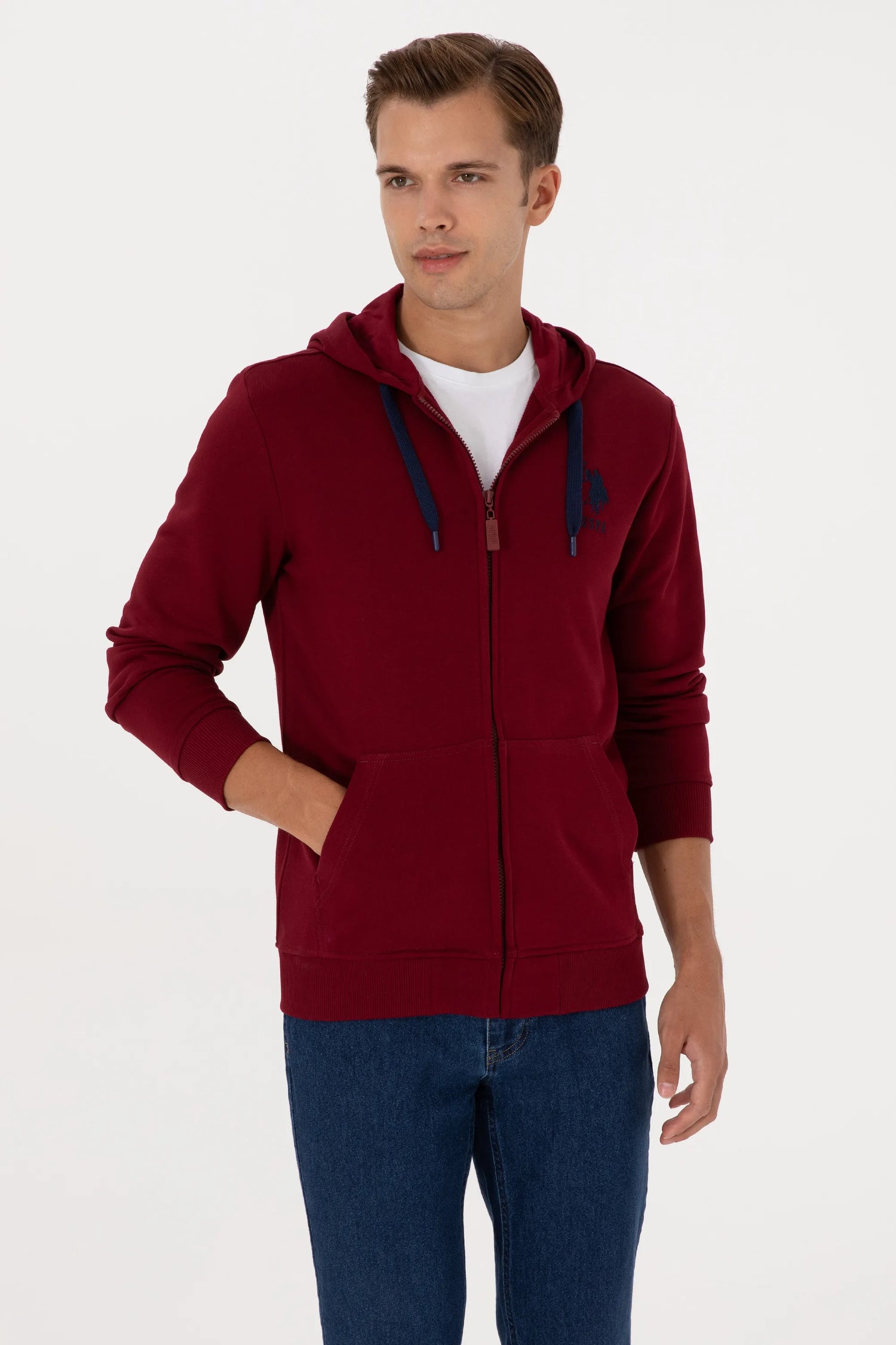 U.S. Polo Assn._Bordeaux_Bordeaux Zip Up Hoodie_G081SZ0820 2226461_VR014_03