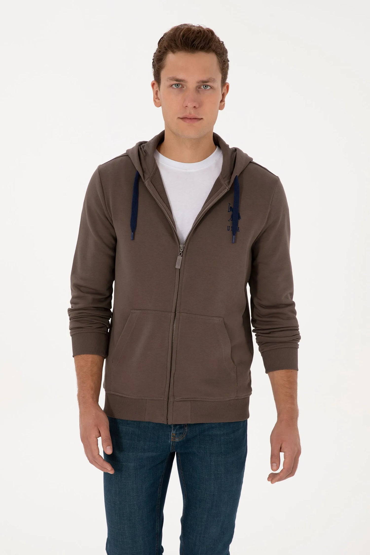 U.S. Polo Assn._Mink_Mink Zip Up Hoodie With Logo_G081SZ0820 2226461_VR052_01