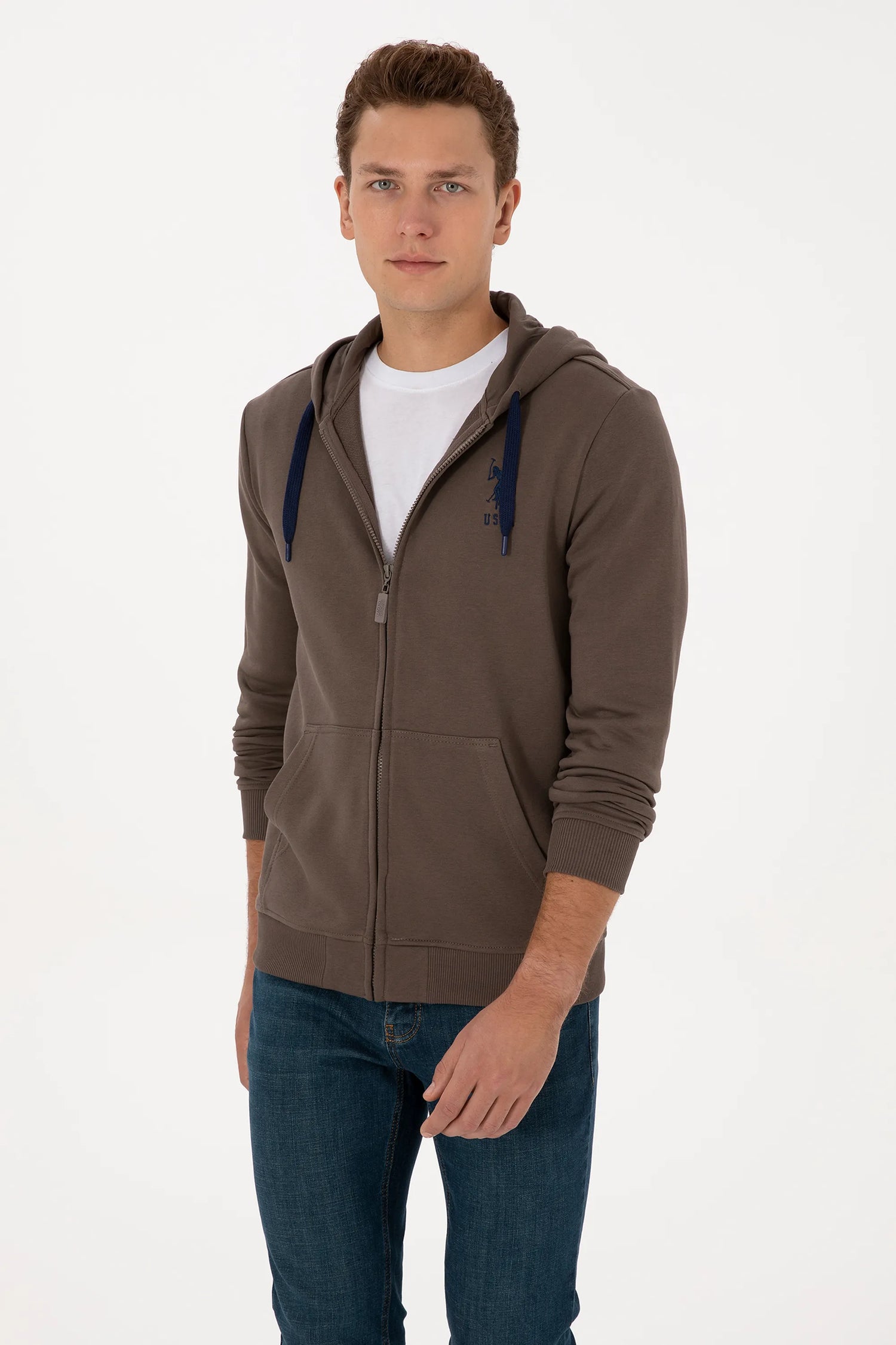 U.S. Polo Assn._Mink_Mink Zip Up Hoodie With Logo_G081SZ0820 2226461_VR052_03