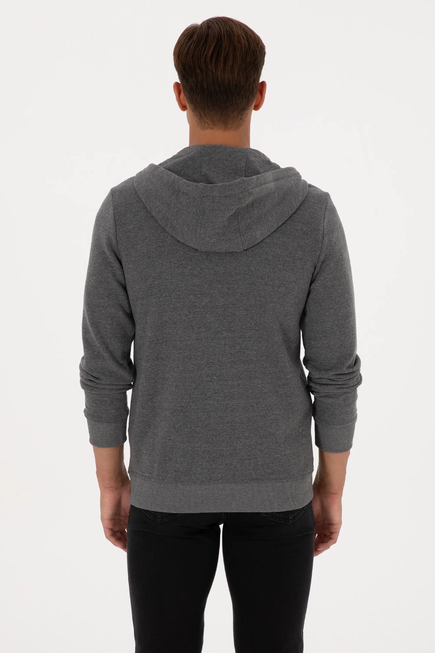 U.S. Polo Assn._Anthracite Mela_Anthracite Mela Zip Up Hoodie_G081SZ0820 2226461_VR081_05