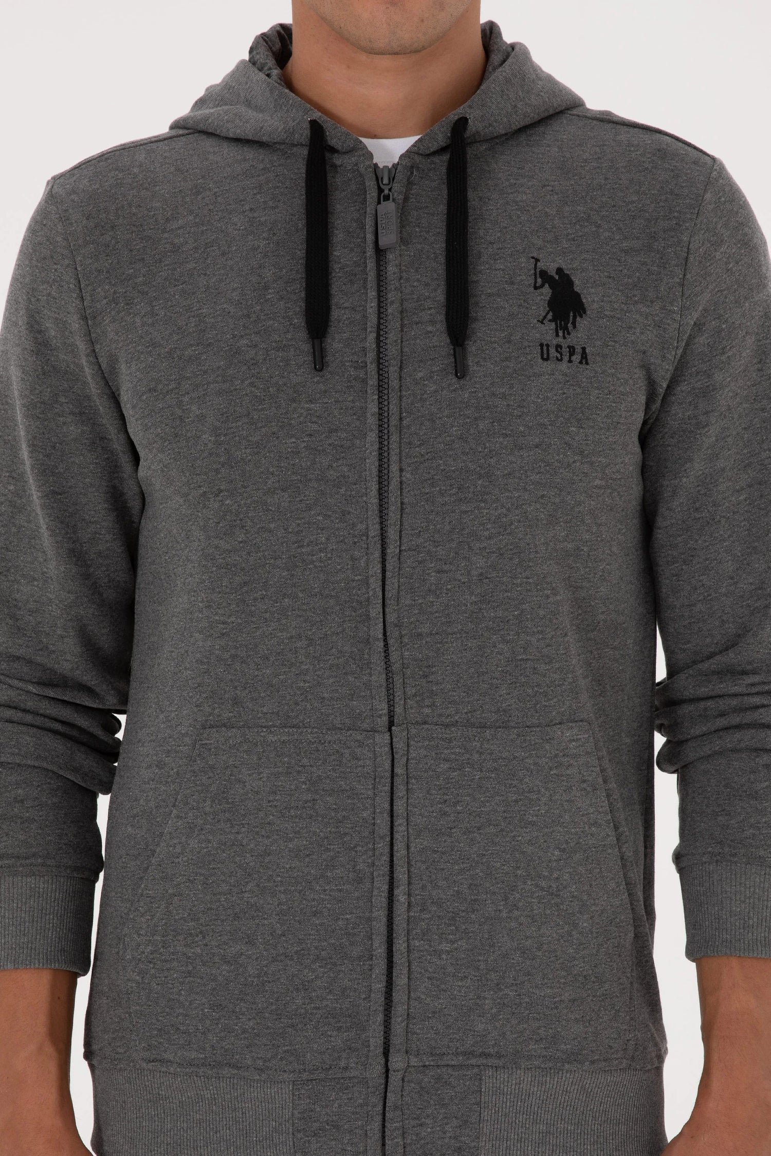 U.S. Polo Assn._Anthracite Mela_Anthracite Mela Zip Up Hoodie_G081SZ0820 2226461_VR081_06