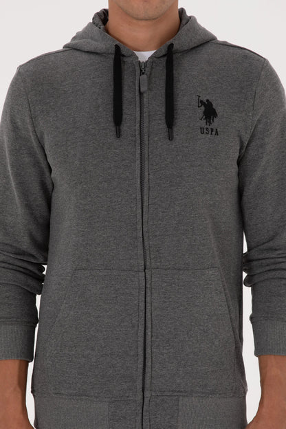 U.S. Polo Assn._Anthracite Mela_Anthracite Mela Zip Up Hoodie_G081SZ0820 2226461_VR081_06