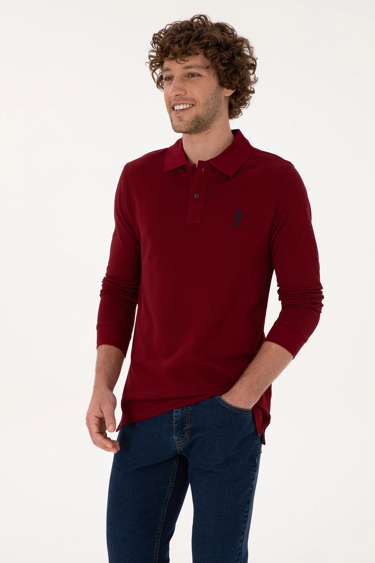U.S. Polo Assn. Bordeaux Men Bordeaux Long Sleeve PiquŽ Polo Shirt SKU: G081SZ0820 2226497_VR014 Image 03