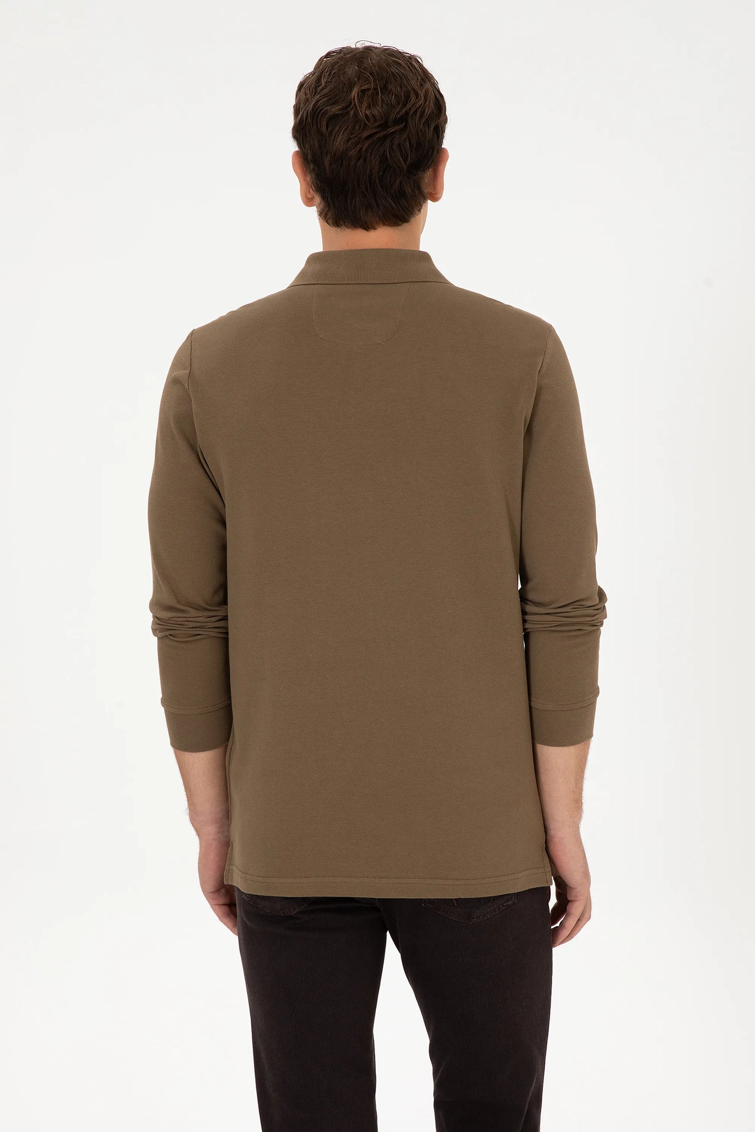 U.S. Polo Assn._Khaki_Khaki Long Sleeve Polo Shirt_G081SZ0820 2226497_VR027_05