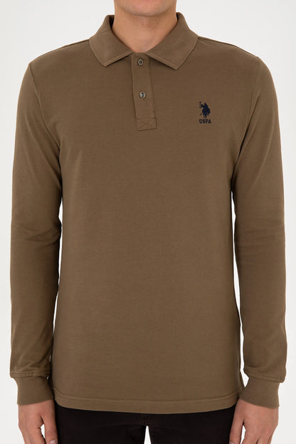 U.S. Polo Assn._Khaki_Khaki Long Sleeve Polo Shirt_G081SZ0820 2226497_VR027_06