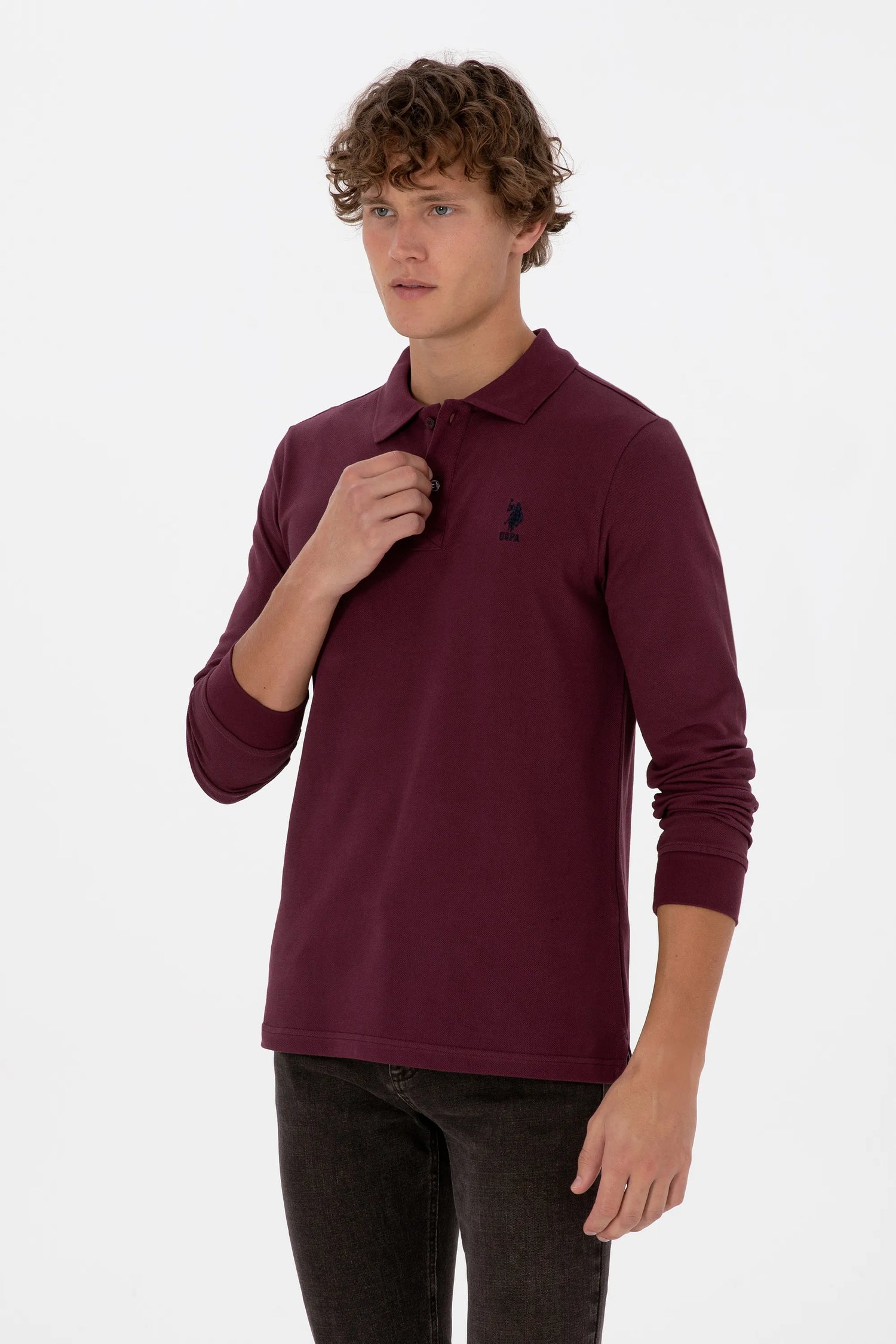 U.S. Polo Assn._New Plum_New Plum Long Sleeve Polo Shirt_G081SZ0820 2226497_VR177_03