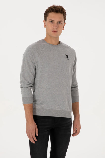 U.S. Polo Assn. Grey Melange Men Grey Melange Crew Neck Sweatshirt SKU: G081SZ0820 2231755_VR086 Image 03