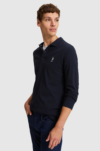 U.S. Polo Assn. Navy Men Navy Long Sleeve Cotton Polo Shirt SKU: G081SZ0820 PU-13485_VR033 Image 03