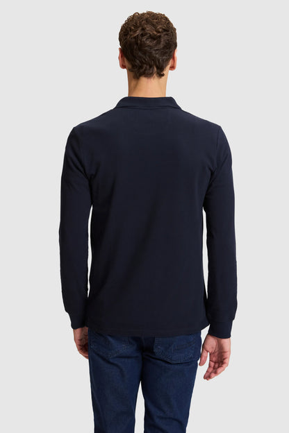 U.S. Polo Assn. Navy Men Navy Long Sleeve Cotton Polo Shirt SKU: G081SZ0820 PU-13485_VR033 Image 05