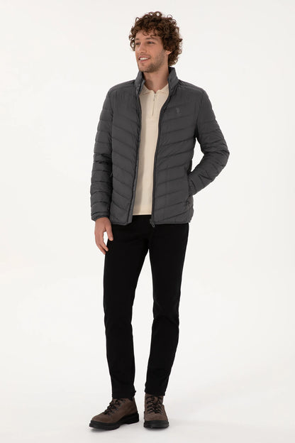 U.S. Polo Assn. Grey Men Grey Chevron Quilted Lightweight Puffer Jacket SKU: G081SZ0MS0 2246446_VR024 Image 04