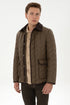 U.S. Polo Assn. Khaki Men Khaki Chevron Quilted Faux Fur Collar Puffer Jacket SKU: G081SZ0MS0 2263158_VR027 Image 01