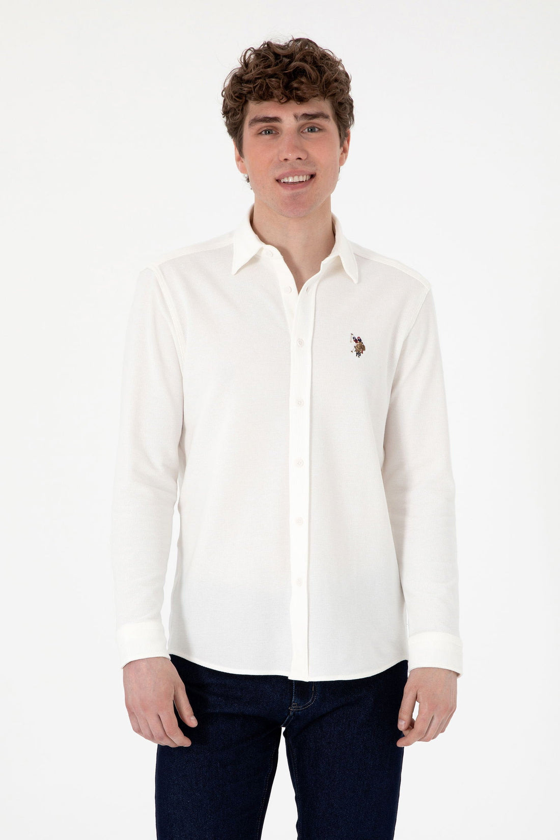 U.S. Polo Assn._White Knitting Shirt_G081SZ0OG0 2107809_VR013_01