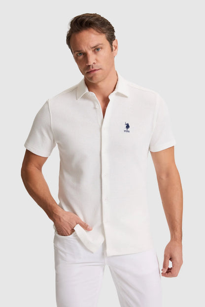 U.S. Polo Assn. White Men White Short Sleeve Textured Polo Shirt SKU: G081SZ0OG0 PU-10230_VR013 Image 01