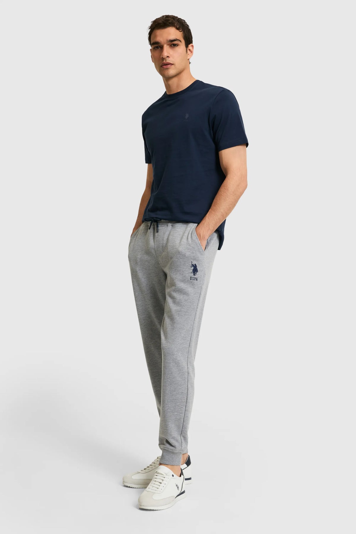 U.S. Polo Assn. Grey Melange Men Grey Melange Cuffed Drawstring Sweatpants SKU: G081SZ0OP0 PU-8760_VR086 Image 03