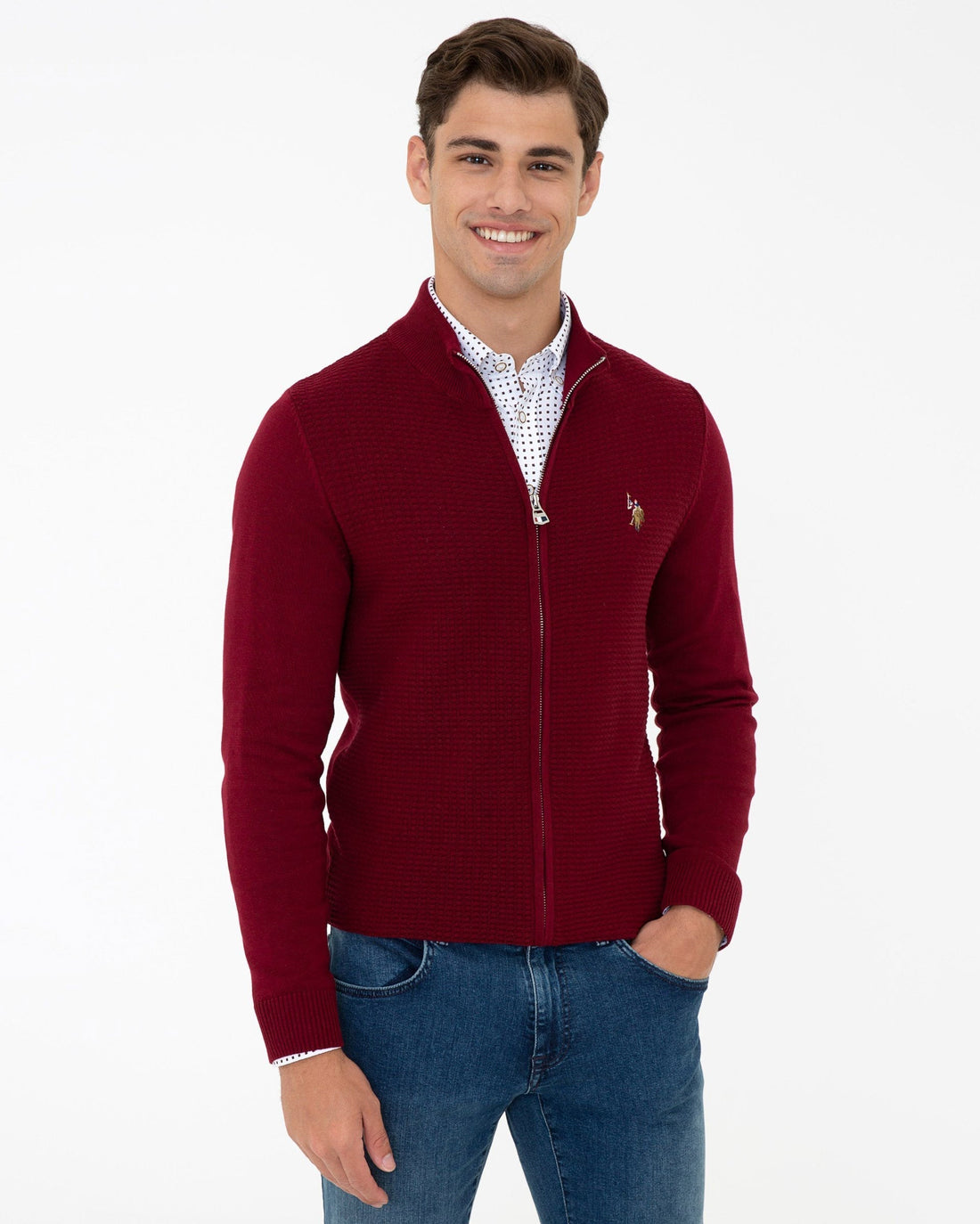 Red Knitting Cardigan U.S. Polo Assn.