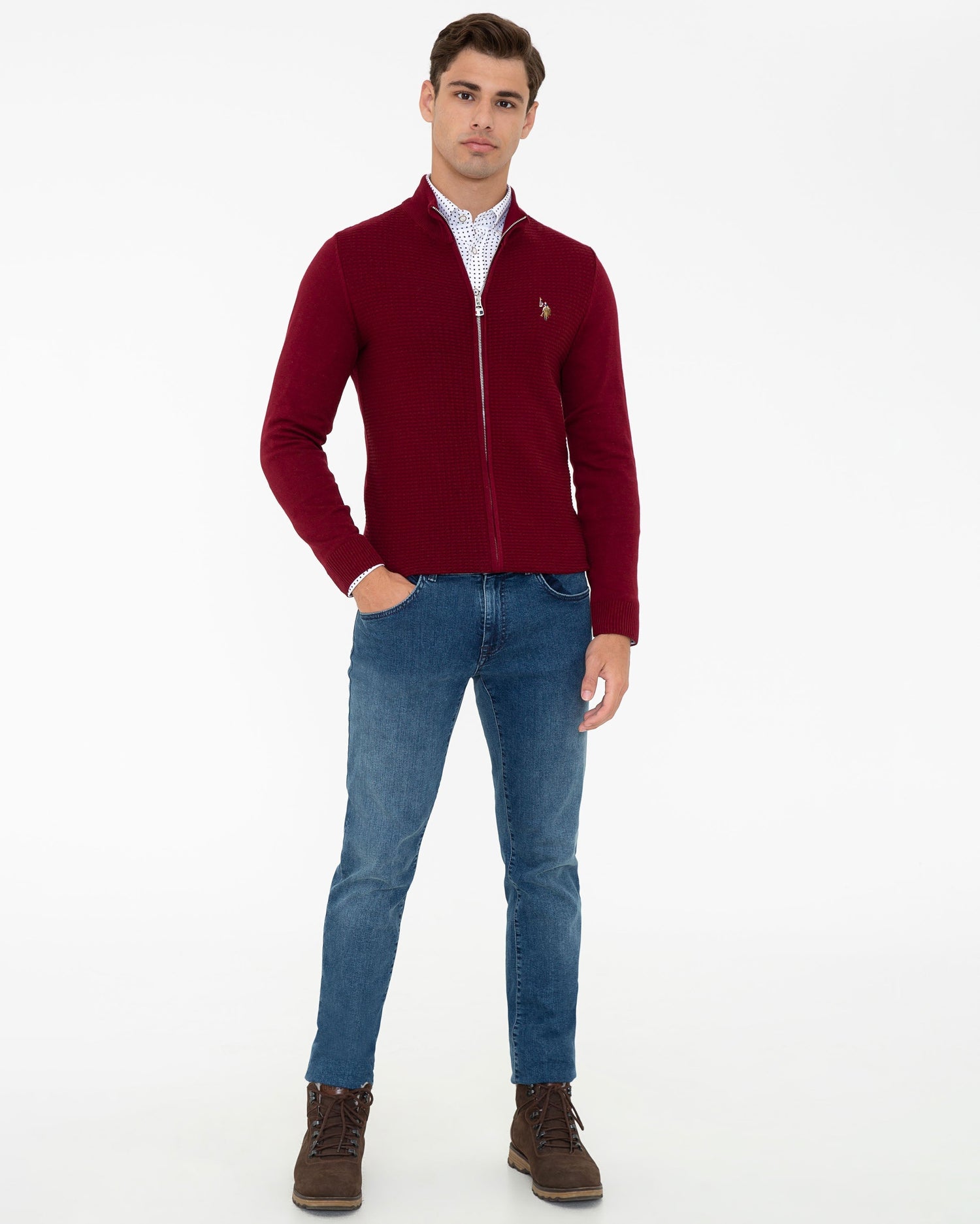 Red Knitting Cardigan U.S. Polo Assn.