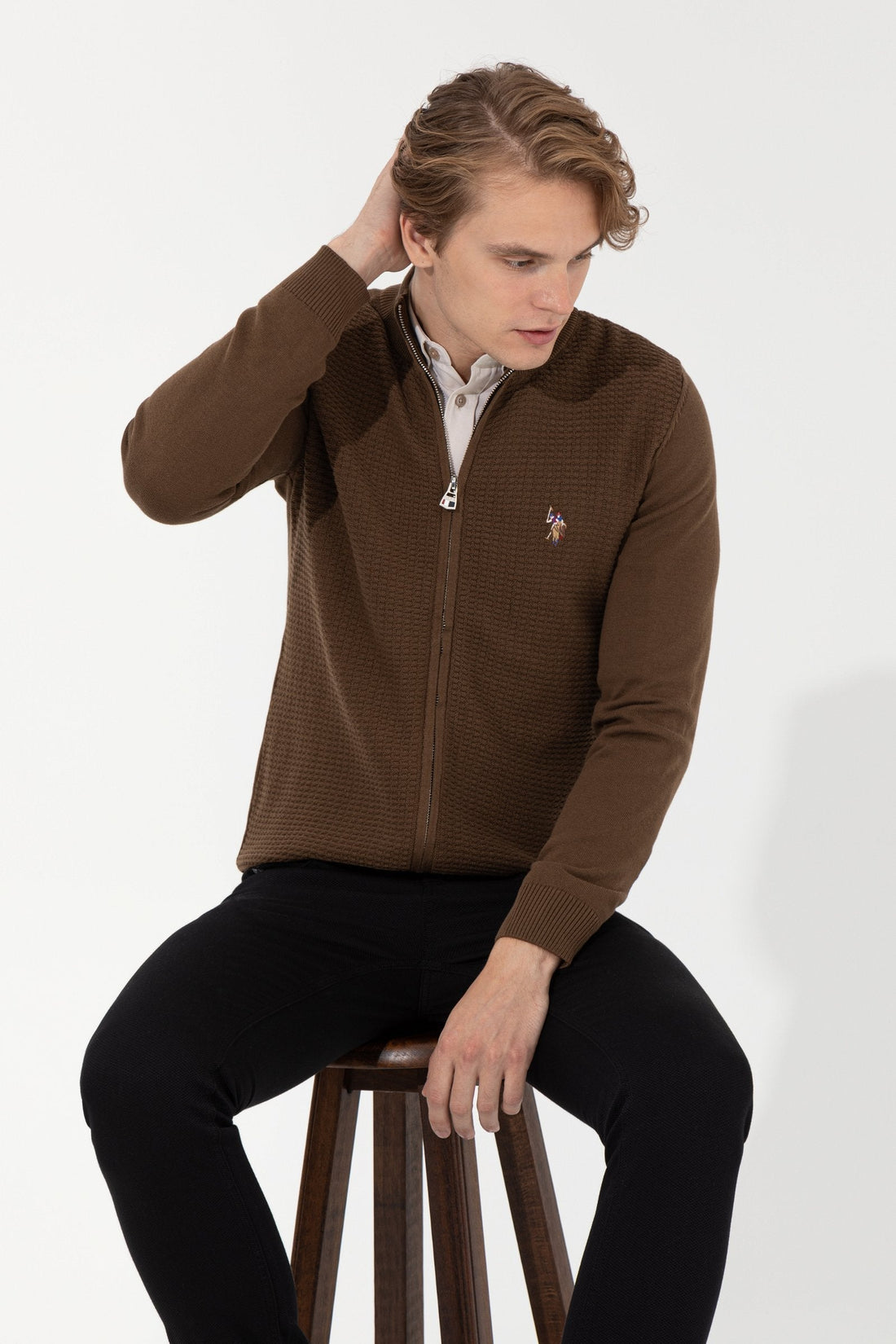 Brown Knitting Cardigan U.S. Polo Assn.