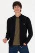U.S. Polo Assn. Black Men Black Waffle Knit Zip Through Cardigan SKU: G081SZ0TH0 1629653_VR046 Image 01