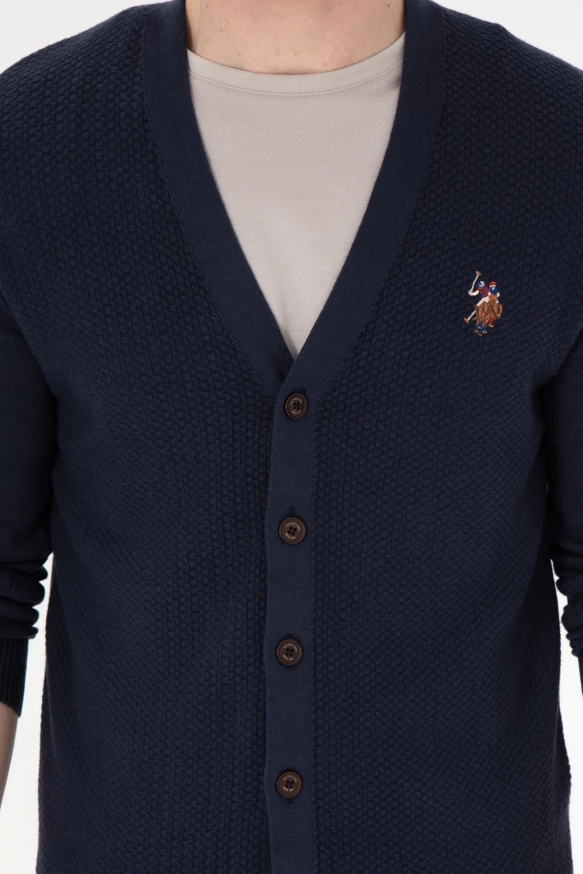 U.S. Polo Assn. Navy Men Navy Button Through V Neck Knitted Cardigan SKU: G081SZ0TH0 1920741_VR033 Image 06