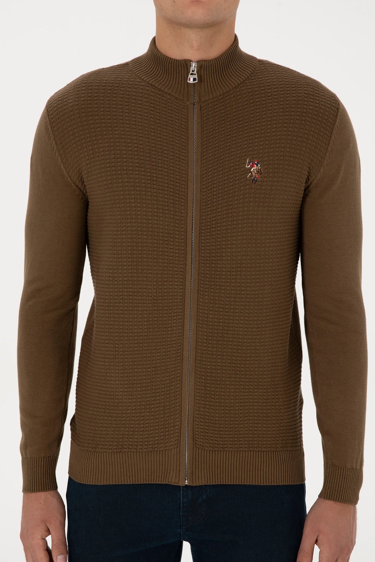 U.S. Polo Assn. Khaki Men Khaki Zip Through Knitted Cardigan SKU: G081SZ0TH0 2227188_VR027 Image 06