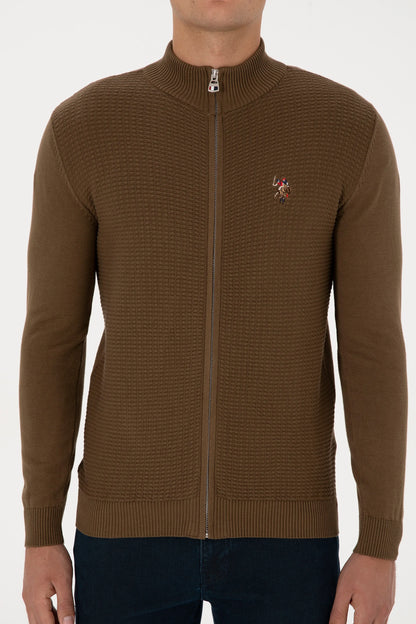 U.S. Polo Assn. Khaki Men Khaki Zip Through Knitted Cardigan SKU: G081SZ0TH0 2227188_VR027 Image 06