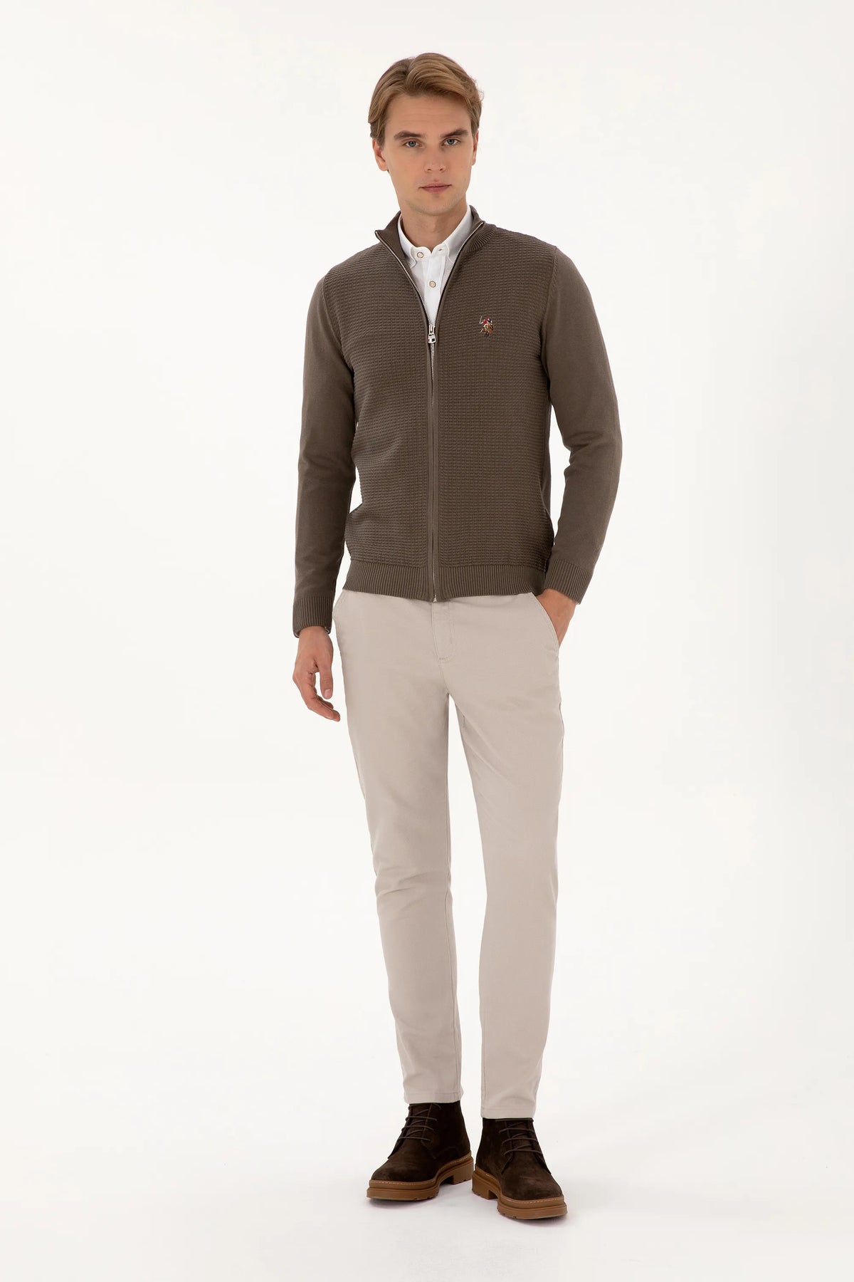 U.S. Polo Assn. Mink Men Mink Zip Through Knitted Cardigan SKU: G081SZ0TH0 2227188_VR052 Image 04