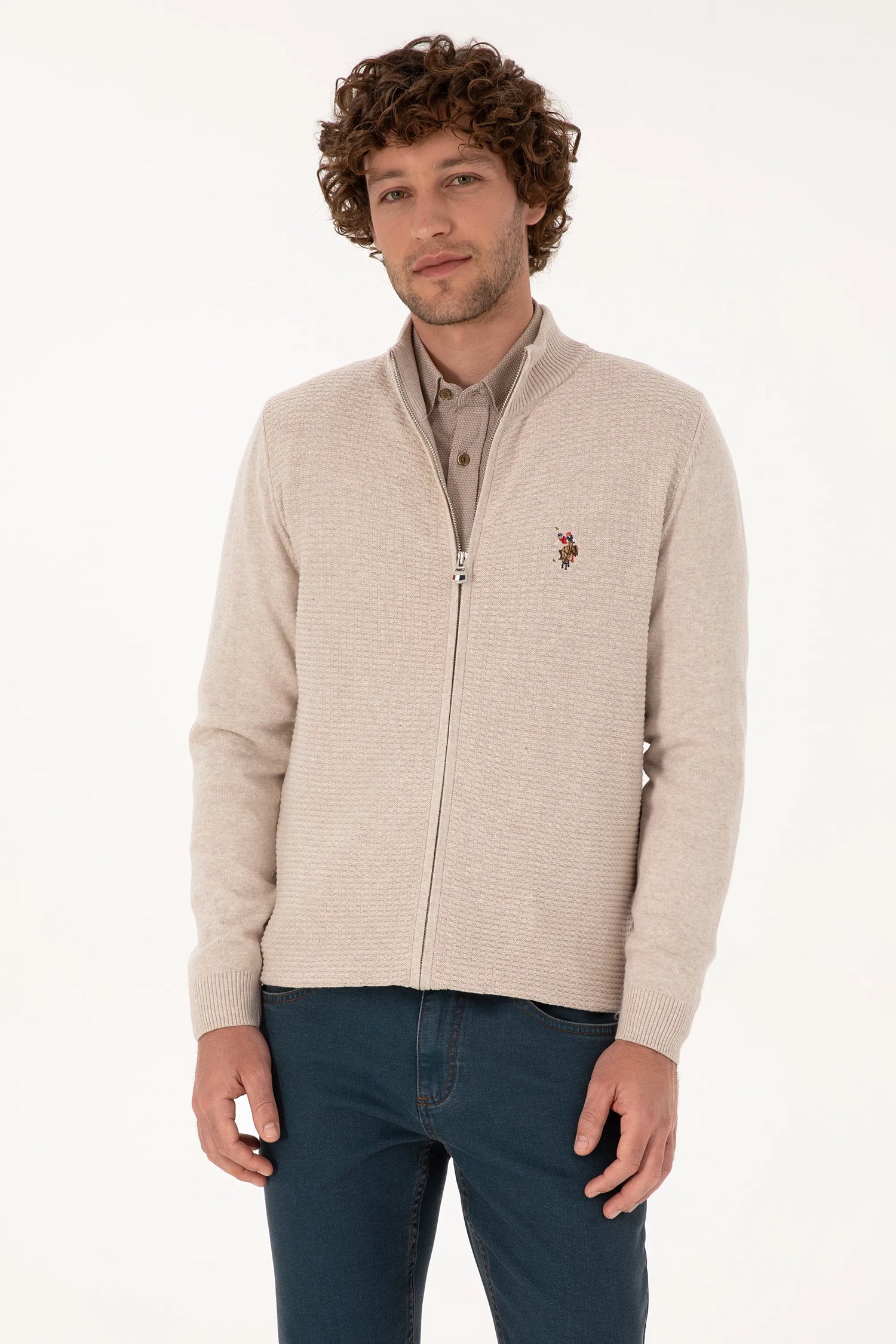 U.S. Polo Assn._Stone Melange_Stone Melange Zip Up Cardigan_G081SZ0TH0 2227188_VR225_03